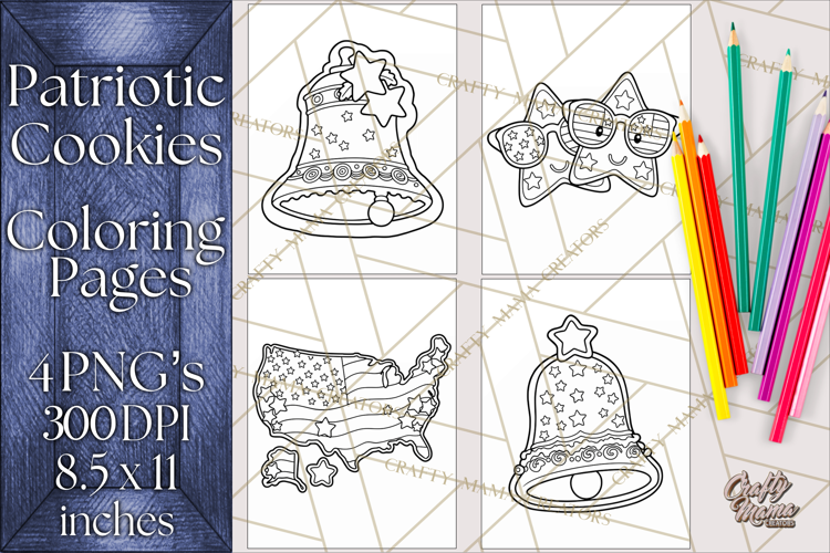 Patriotic Cookie Coloring Pages USA Dessert Theme