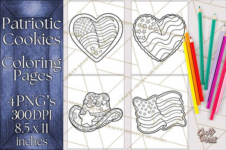 Patriotic Cookie Coloring Pages USA Dessert Theme
