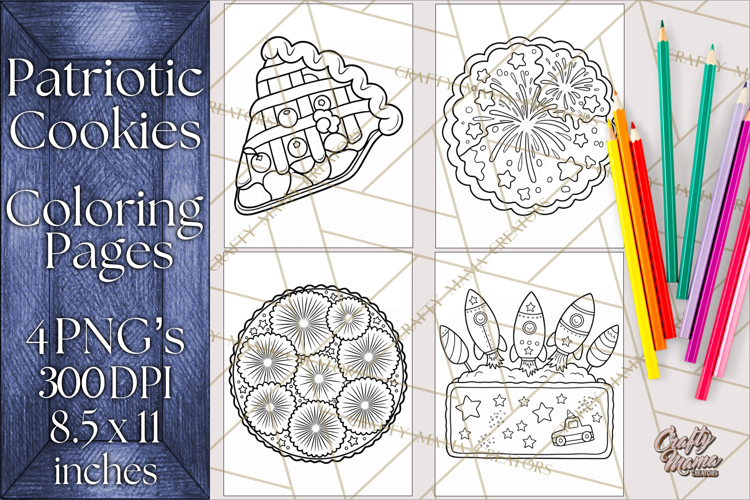 Patriotic Cookie Coloring Pages USA Dessert Theme