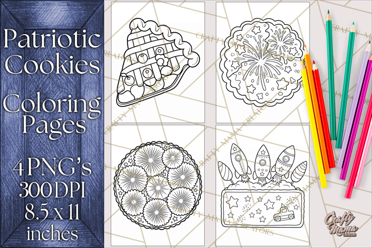 Patriotic Cookie Coloring Pages USA Dessert Theme