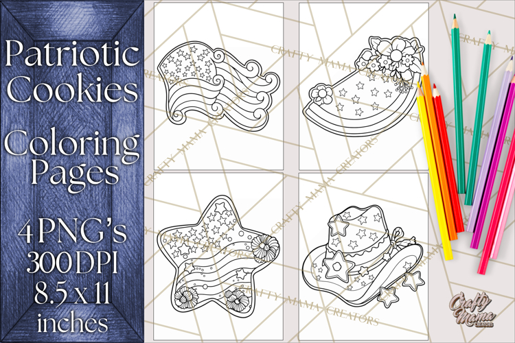 Patriotic Cookie Coloring Pages USA Dessert Theme