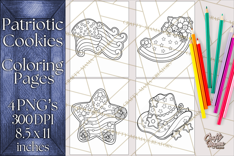 Patriotic Cookie Coloring Pages USA Dessert Theme