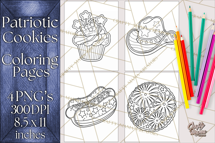 Patriotic Cookie Coloring Pages USA Dessert Theme