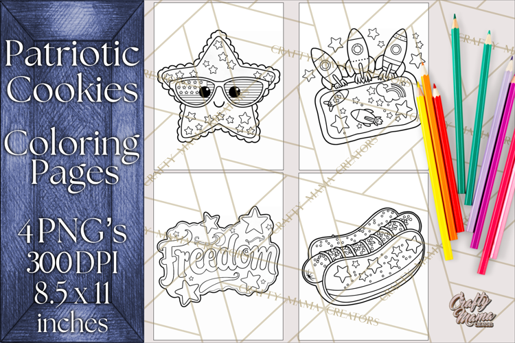 Patriotic Cookie Coloring Pages USA Dessert Theme