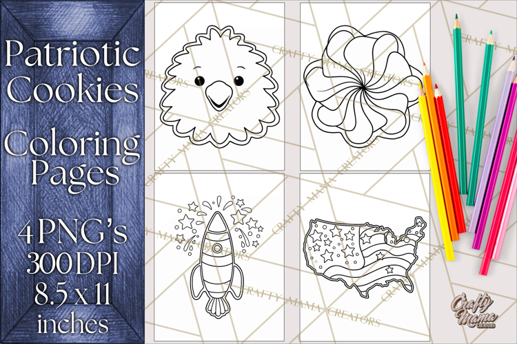 Patriotic Cookie Coloring Pages USA Dessert Theme