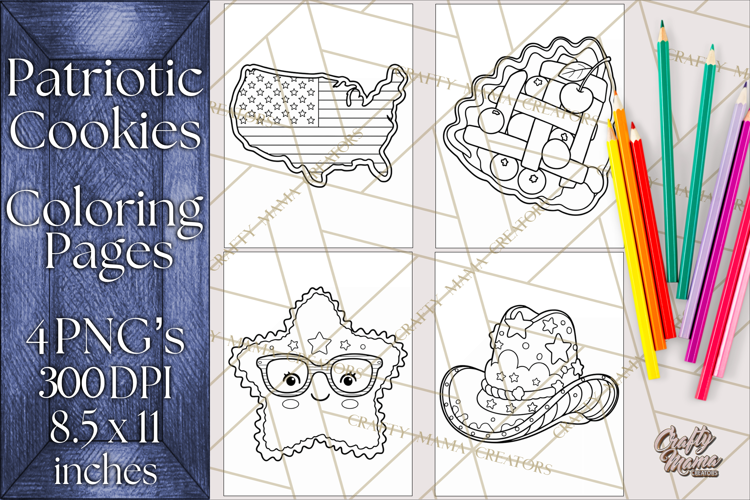 Patriotic Cookie Coloring Pages USA Dessert Theme