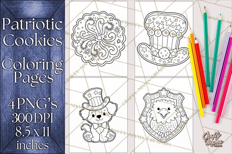 Patriotic Cookie Coloring Pages USA Dessert Theme