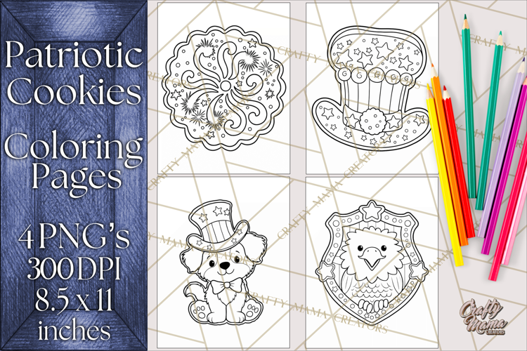 Patriotic Cookie Coloring Pages USA Dessert Theme