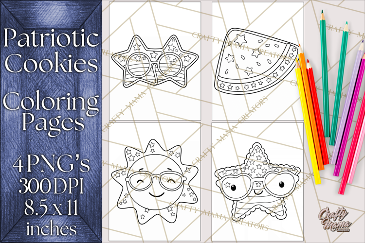 Patriotic Cookie Coloring Pages USA Dessert Theme