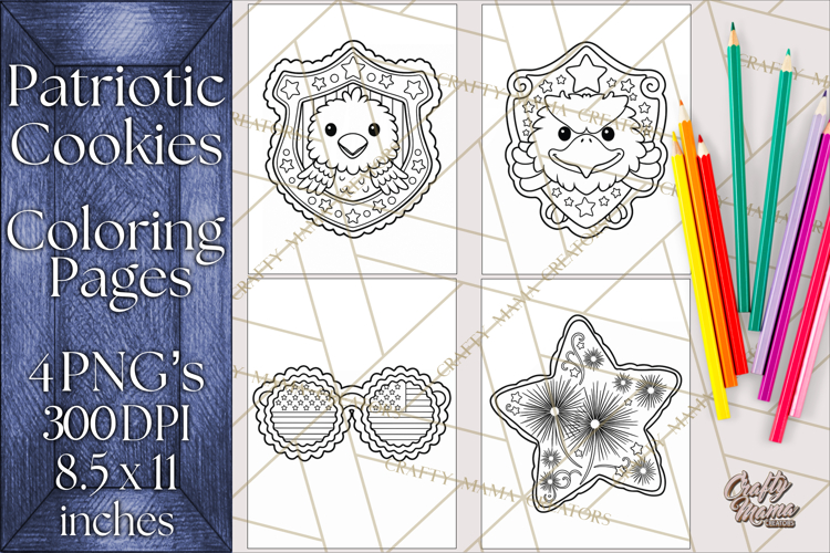 Patriotic Cookie Coloring Pages USA Dessert Theme