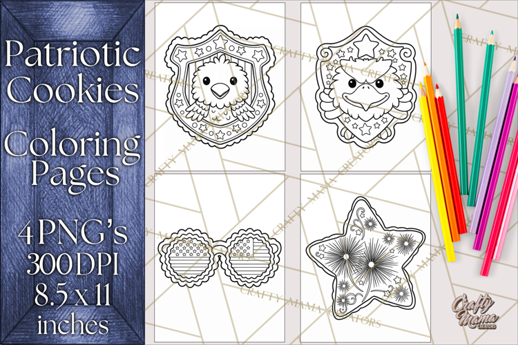 Patriotic Cookie Coloring Pages USA Dessert Theme