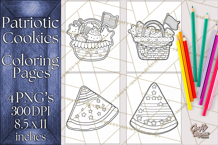 Patriotic Cookie Coloring Pages USA Dessert Theme