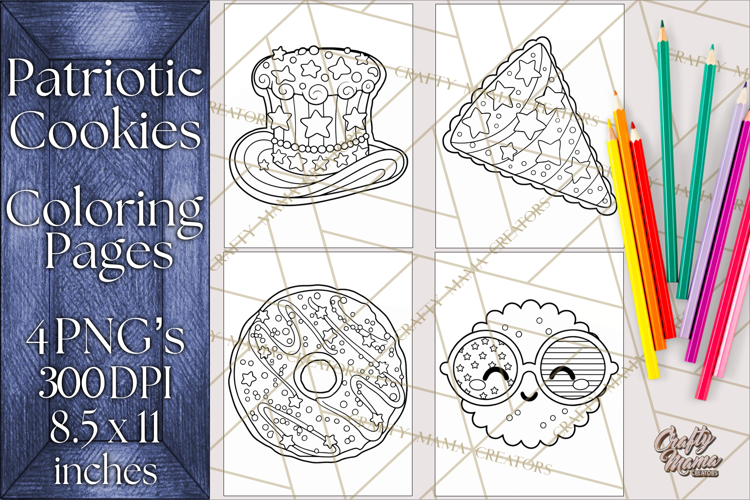 Patriotic Cookie Coloring Pages USA Dessert Theme