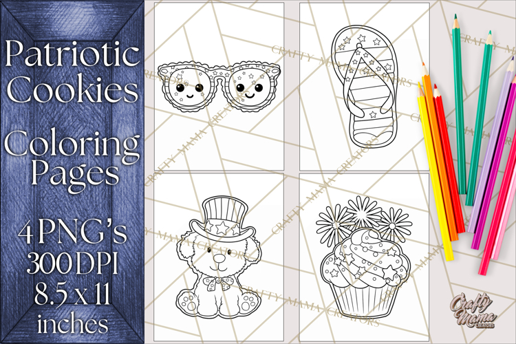 Patriotic Cookie Coloring Pages USA Dessert Theme
