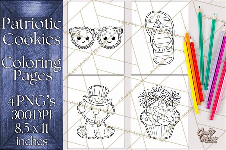 Patriotic Cookie Coloring Pages USA Dessert Theme