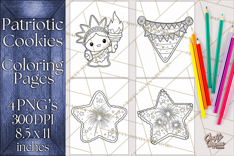 Patriotic Cookie Coloring Pages USA Dessert Theme