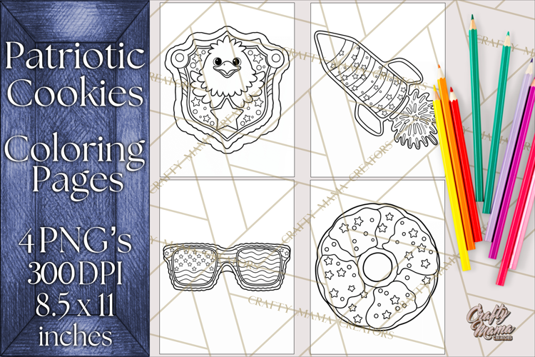 Patriotic Cookie Coloring Pages USA Dessert Theme