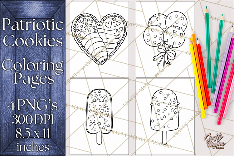 Patriotic Cookie Coloring Pages USA Dessert Theme