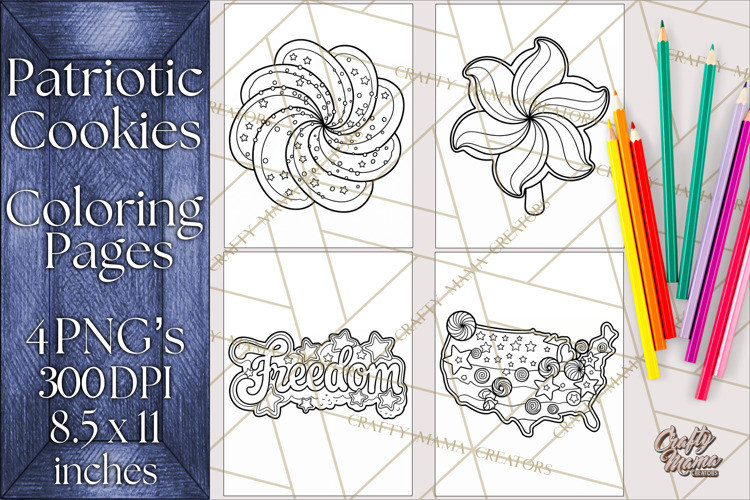 Patriotic Cookie Coloring Pages USA Dessert Theme