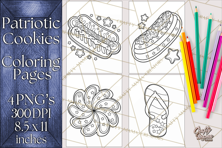Patriotic Cookie Coloring Pages USA Dessert Theme