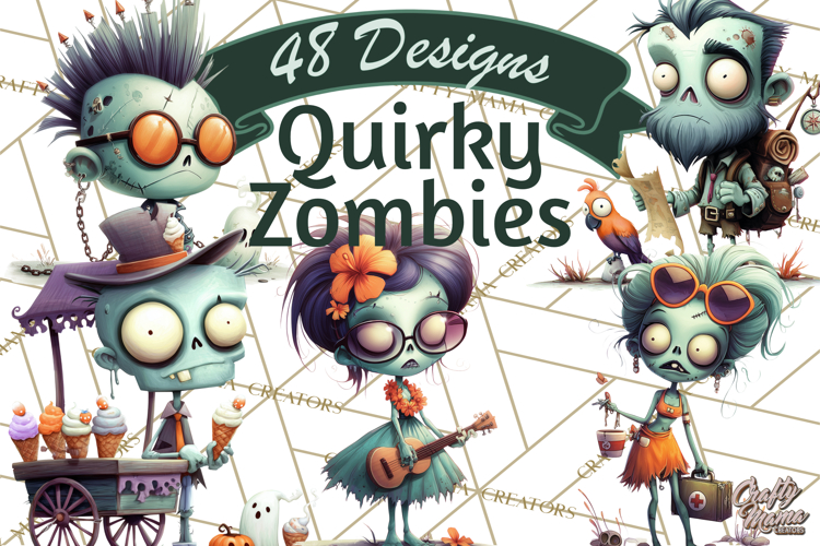 Cute Halloween Zombie Clipart PNG