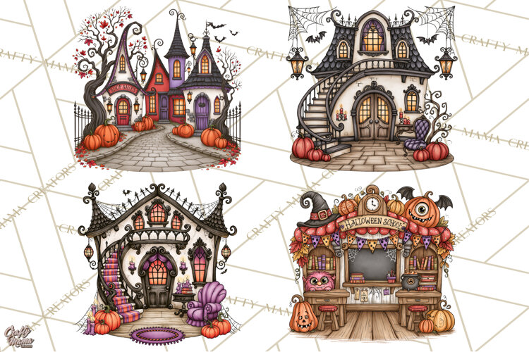 Monster Munchkins Halloween Backgrounds And Scenes PNG example image 1
