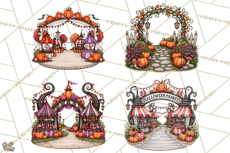 Monster Munchkins Halloween Backgrounds And Scenes PNG example image 1