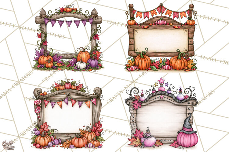 Monster Munchkins Halloween Frames And Signs PNG example image 1