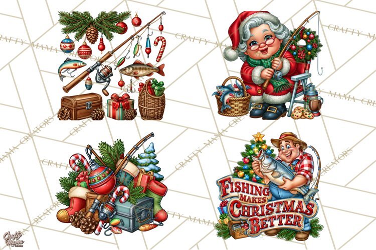 Christmas Fishing Clipart PNG example image 1
