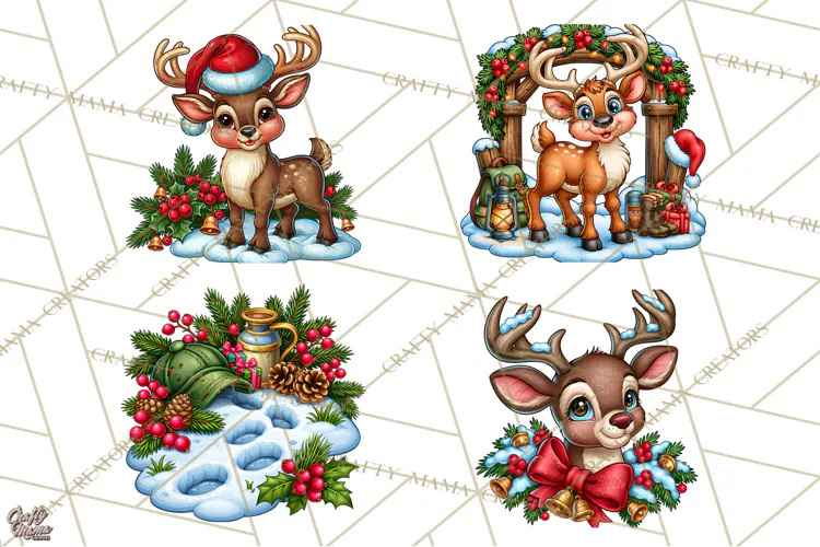 Christmas Hunting Clipart Santa Deer PNG