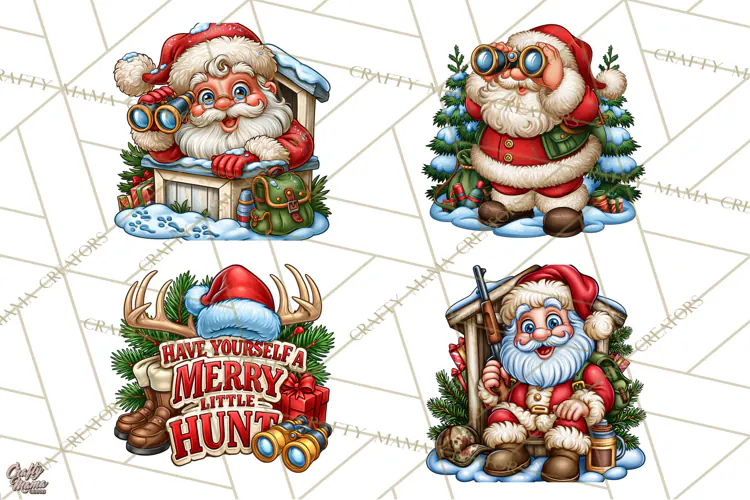Christmas Hunting Clipart Santa Deer PNG