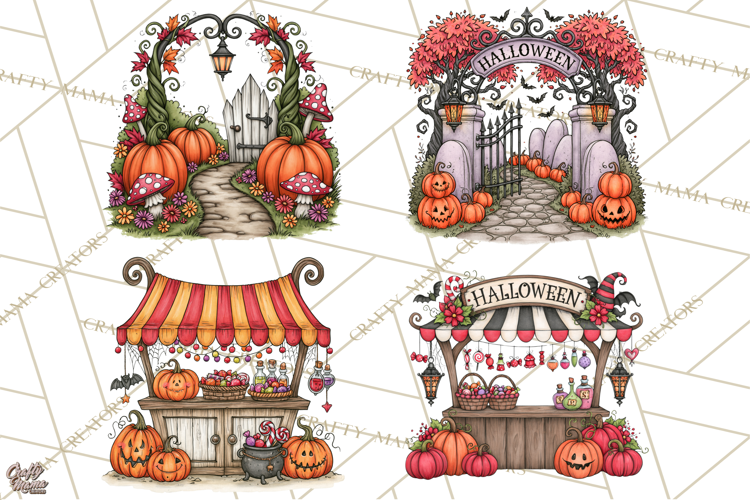 Monster Munchkins Halloween Buildings PNG
