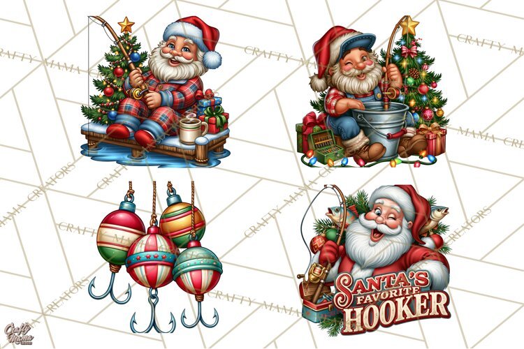 Christmas Fishing Clipart PNG example image 1