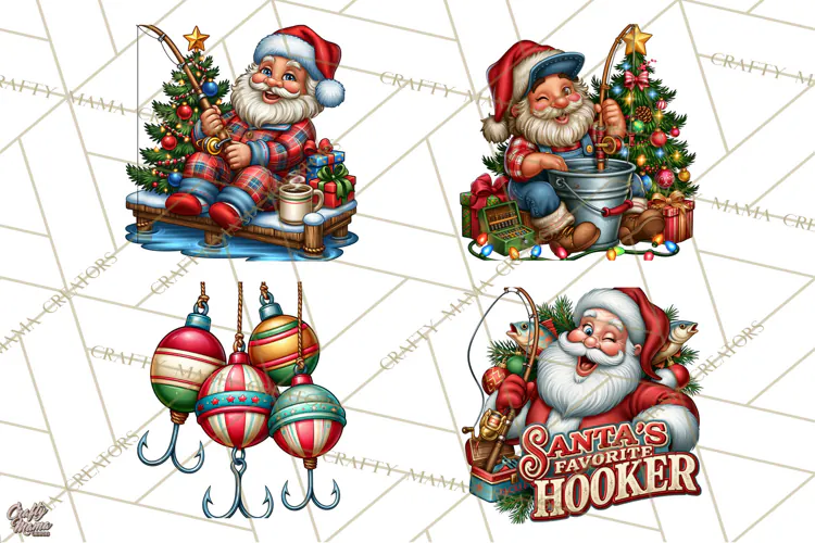Christmas Fishing Clipart PNG