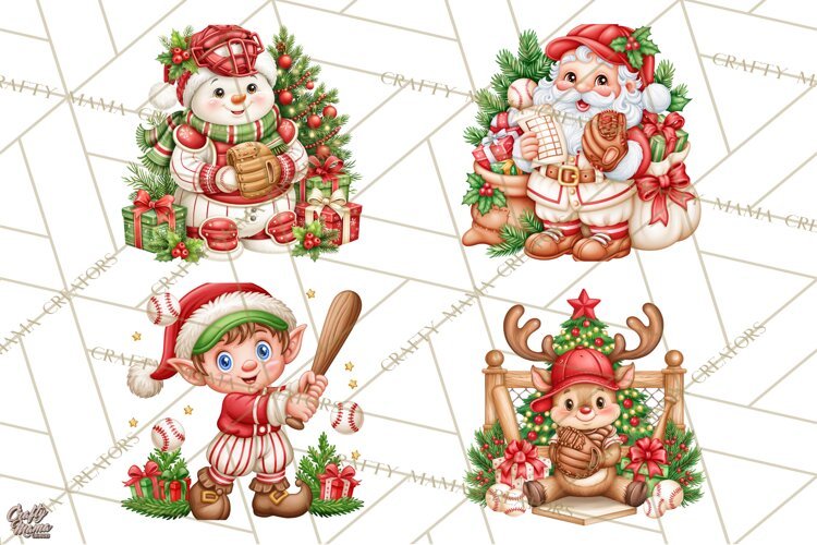 Christmas Baseball Clipart PNG example image 1