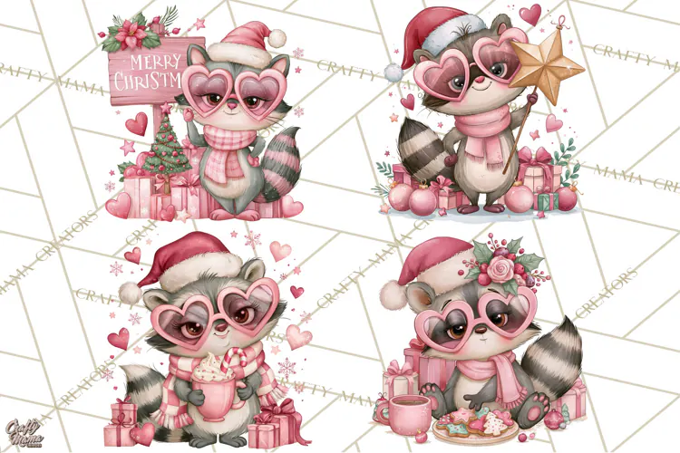 Funny Christmas Raccoon Clipart, Sassy Holiday PNG Design