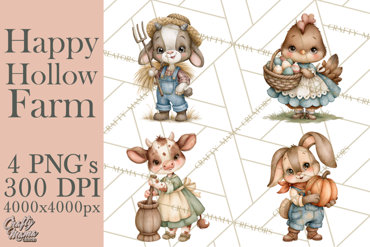 Happy Hollow Farm Animal Clipart PNG