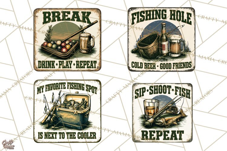 Vintage Man Cave Funny Clipart, Beer Png, Hunting, Bar Sign example image 1