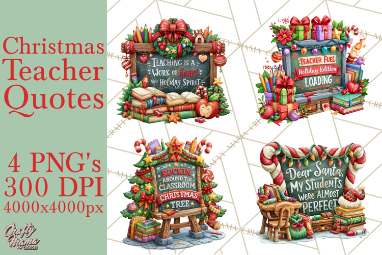 Christmas Teacher Chalkboard Quote PNG