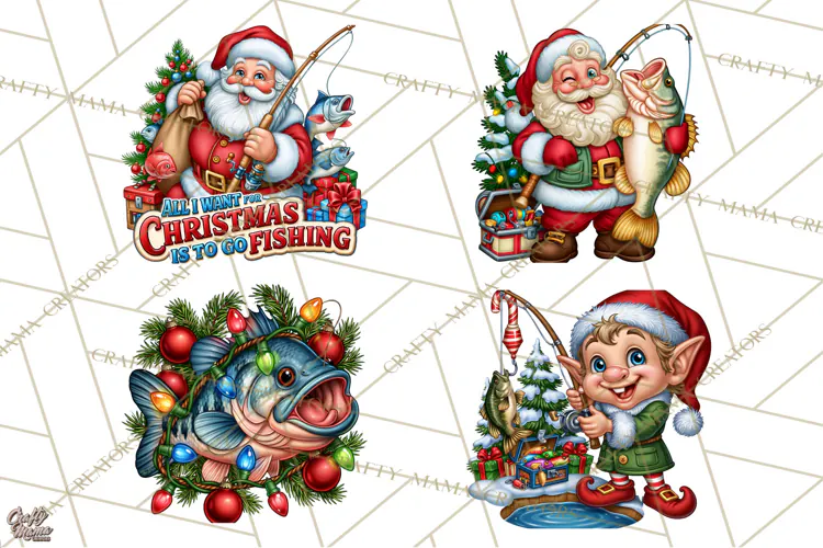 Christmas Fishing Clipart PNG