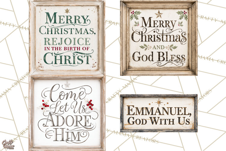 Christian Farmhouse Christmas Signs PNG example image 1