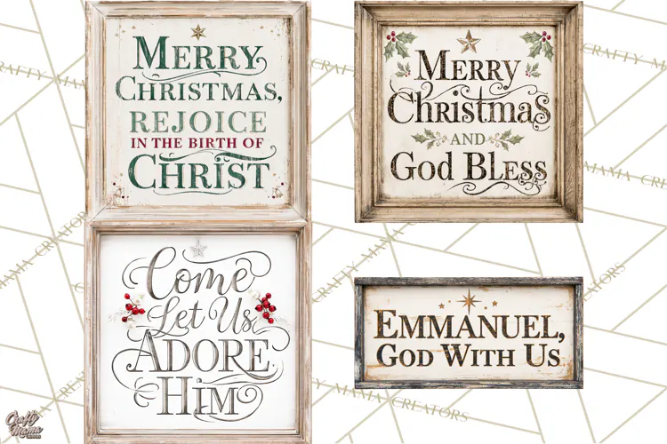 Christian Farmhouse Christmas Signs PNG