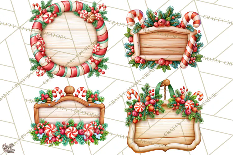 Candy Cane Lane Christmas Frames Signs & Borders