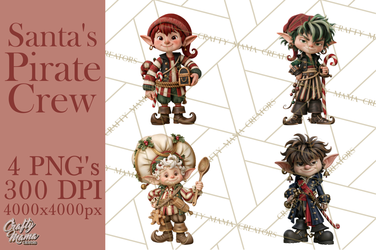 Christmas Pirate Crew Clipart PNG