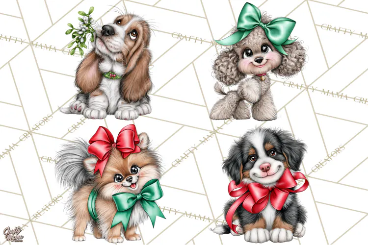 Christmas Dog Clipart PNG, Funny Christmas Puppies
