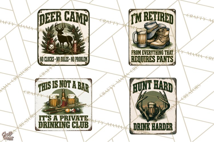 Vintage Man Cave Funny Clipart, Beer Png, Hunting, Bar Sign example image 1