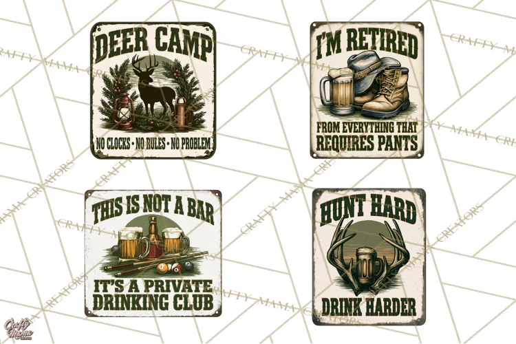 Vintage Man Cave Funny Clipart, Beer Png, Hunting, Bar Sign