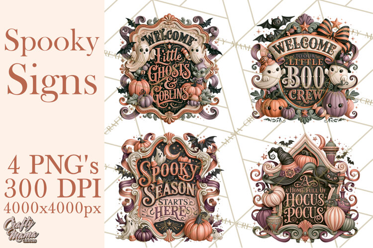 Retro Halloween Sign Clipart PNG example image 1