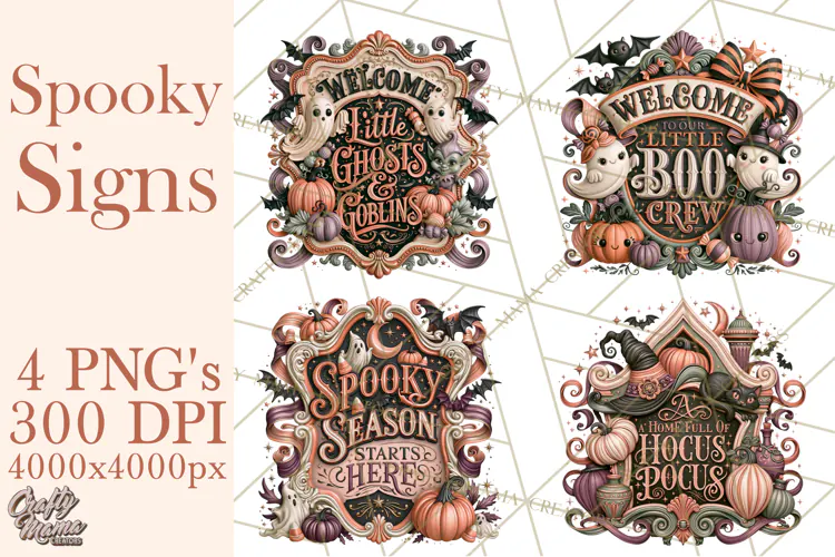 Retro Halloween Sign Clipart PNG
