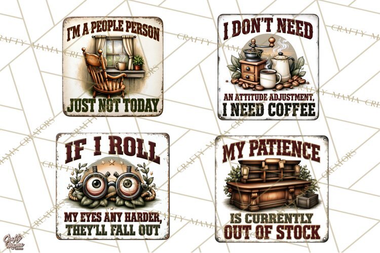Rustic Sarcastic Quotes PNG | Vintage Funny Signs Clipart example image 1